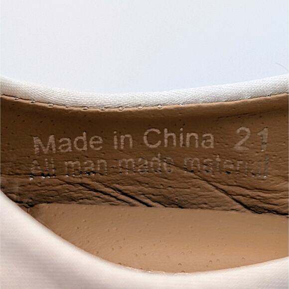 Merence Mary Jane Shoes EU 21 Toddler White Satin Flower Girl Ballet Dress Shoes - Picture 8 of 9